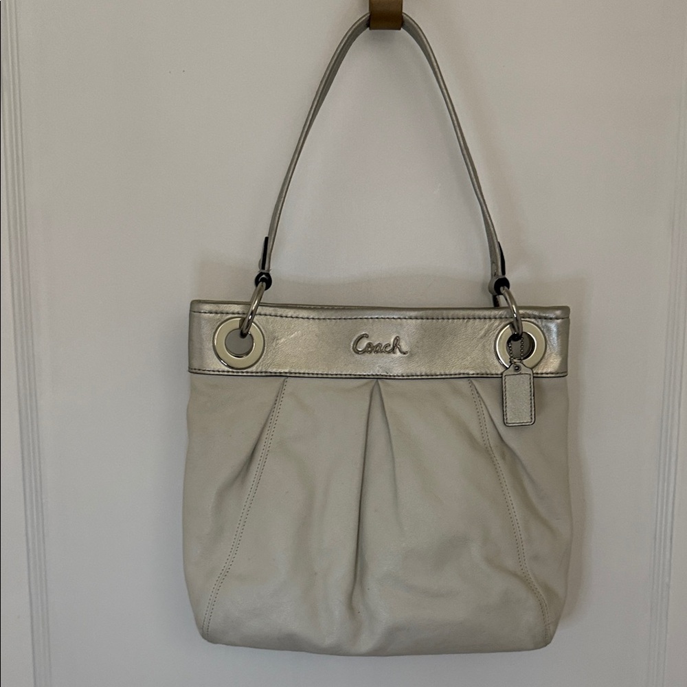 Coach white and Silver Shoulder Bag